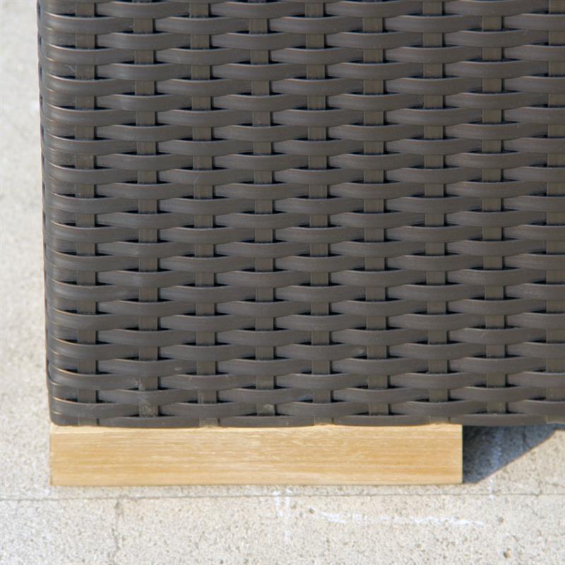 Hybridtruhe regenabweisend 137x78x90 cm Geflechttruhe mit Aluminium-Innenbox und Teaktop