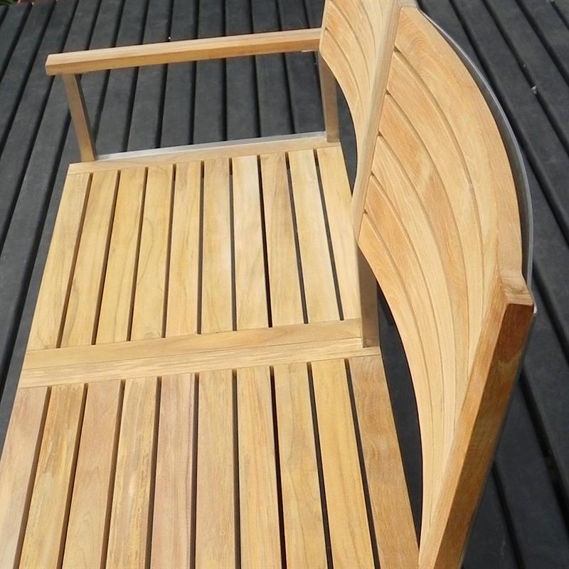 Moselle garden bench with backrest 140 cm - Certified Teak GRADE A + stainless steel frame