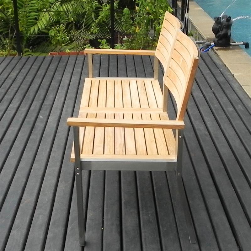 Moselle garden bench with backrest 140 cm - Certified Teak GRADE A + stainless steel frame