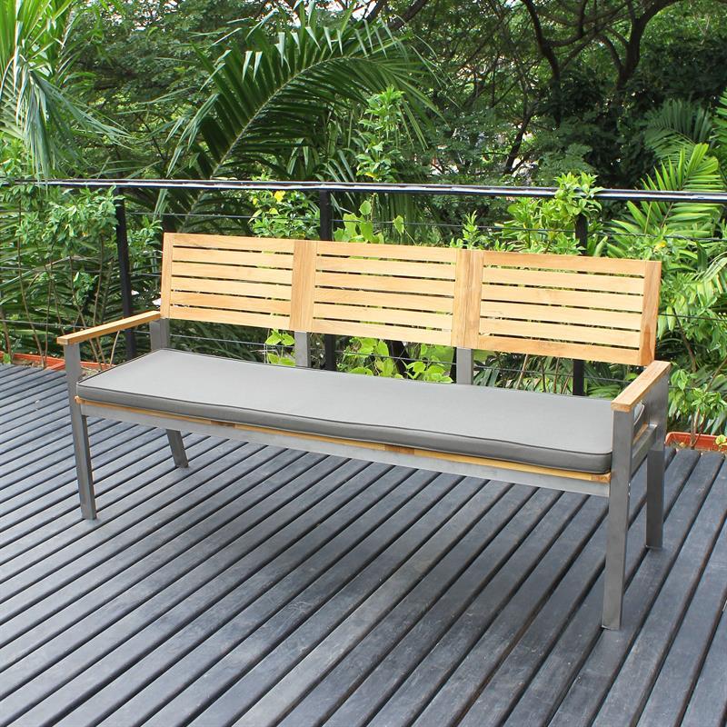 Moselle garden bench with backrest 190 cm - Certified teak GRADE A + stainless steel frame