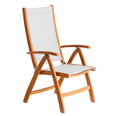 Rivera high-back set 240 consisting of Denver extending table 240/180 x 100 and Rivera high-back teak with Batyline and stainless steel fittings