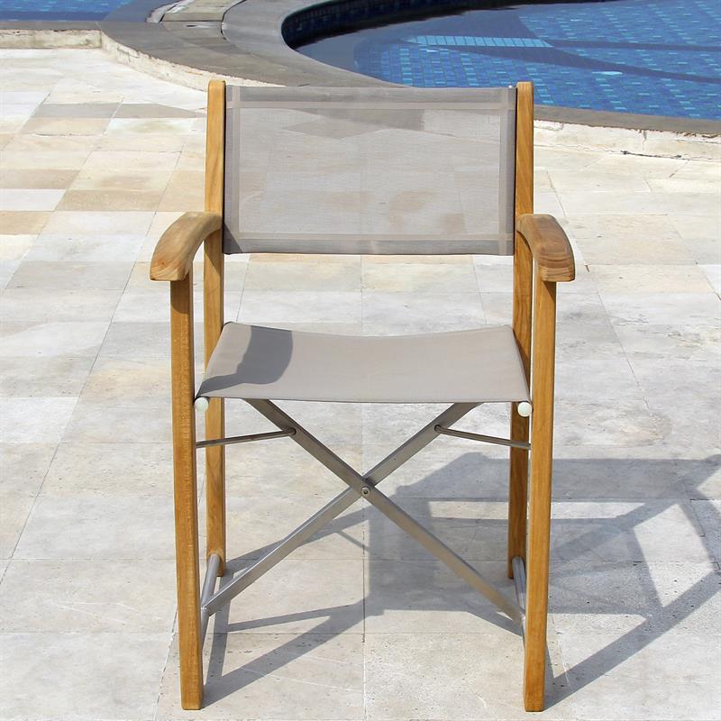 Rivera Director's Chair - Teak GRADE A + Batyline + stainless steel fittings