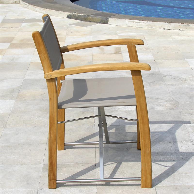 Rivera Director's Chair - Teak GRADE A + Batyline + stainless steel fittings