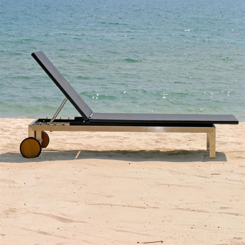 Florence lounger 204 x 62 x 30 cm wicker with stainless steel frame