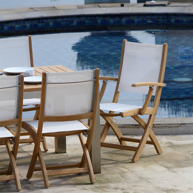Rivera folding chair without armrests - Teak GRADE A + Batyline + stainless steel fittings
