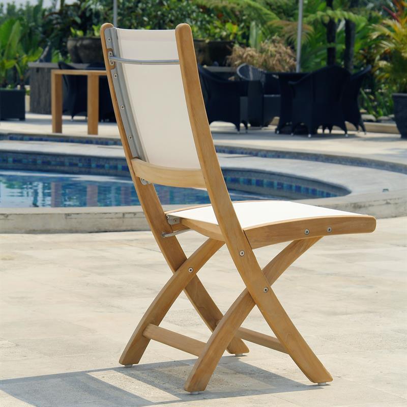 Rivera folding chair without armrests - Teak GRADE A + Batyline + stainless steel fittings