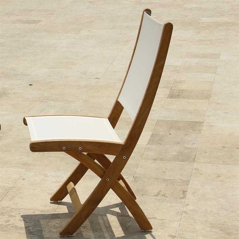 Rivera folding chair without armrests - Teak GRADE A + Batyline + stainless steel fittings