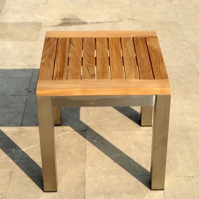 Florence stool/side table 50 x 50 x 45 cm teak with stainless steel frame