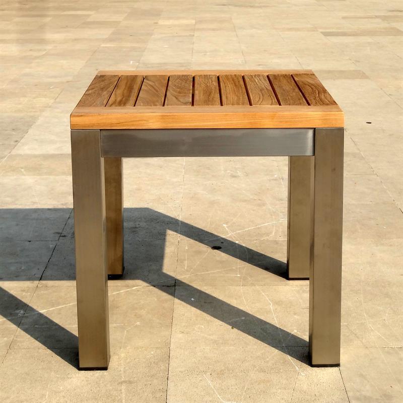 Florence stool/side table 50 x 50 x 45 cm teak with stainless steel frame