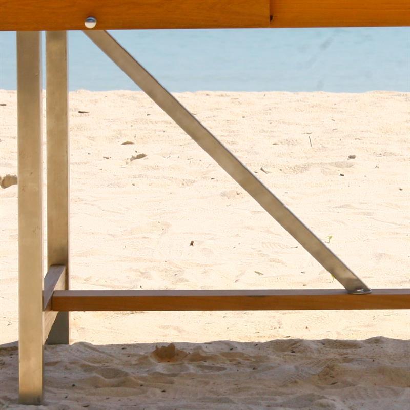 Moselle extending table 220/160 x 100 x 76.5 cm - Certified teak GRADE A + stainless steel frame