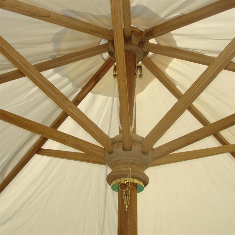 Parasol round 275cm diameter Nagata standard color teak with brass fittings