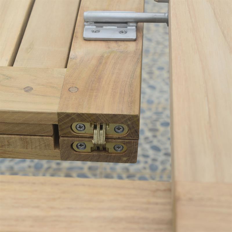 Verdon double extending table 320/265/210x100x76 cm - Certified Teak GRADE A + stainless steel fittings
