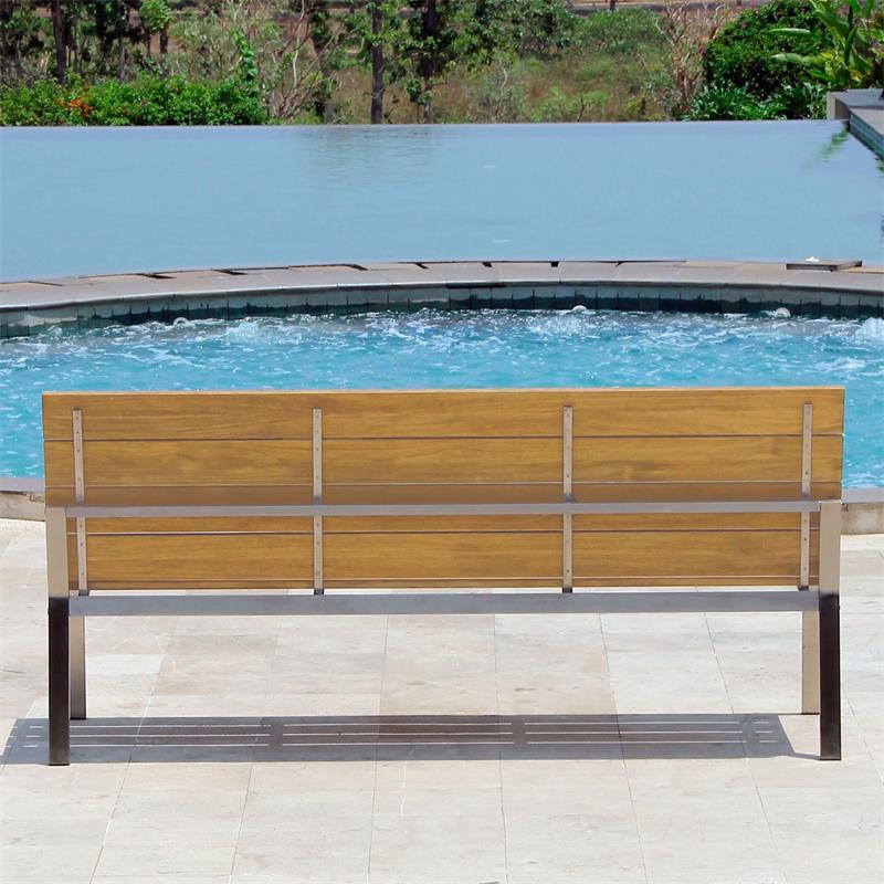 Zilart Gartenbank mit Rückenlehne ohne AL 182 - Teak GRADE A mit Edelstahlgestell 182x63,5x91,4 cm