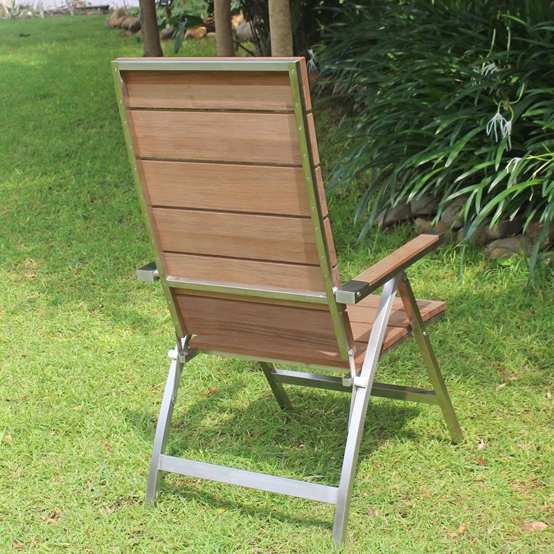 Zilart Hochlehner - Vintage Teak  gebürstet + Edelstahlgestell