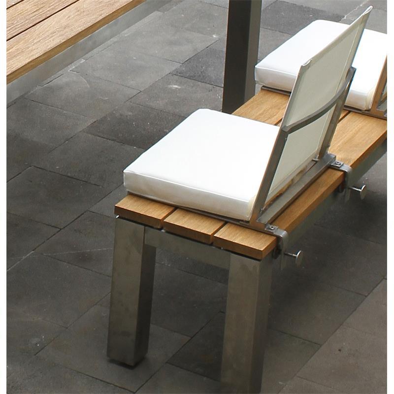 Zilart Gartenbank ohne Rückenlehne 190x45 cm - Vintage Teak gebürstet + Edelstahlgestell