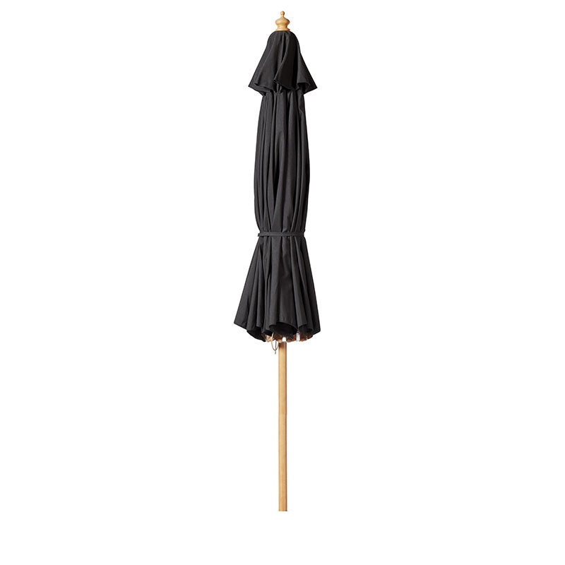 Cinas Sonnenschirm Capri 300cm rund Schwarz - Hartholzgestell im Teak Look mit Kunstharzköpfen