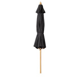 Cinas Sonnenschirm Capri 300cm rund Schwarz - Hartholzgestell im Teak Look mit Kunstharzköpfen