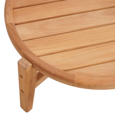 Aspen Sofatisch niedrig und rund 60 cm zertifiziertes Plantagenteakholz Grade A