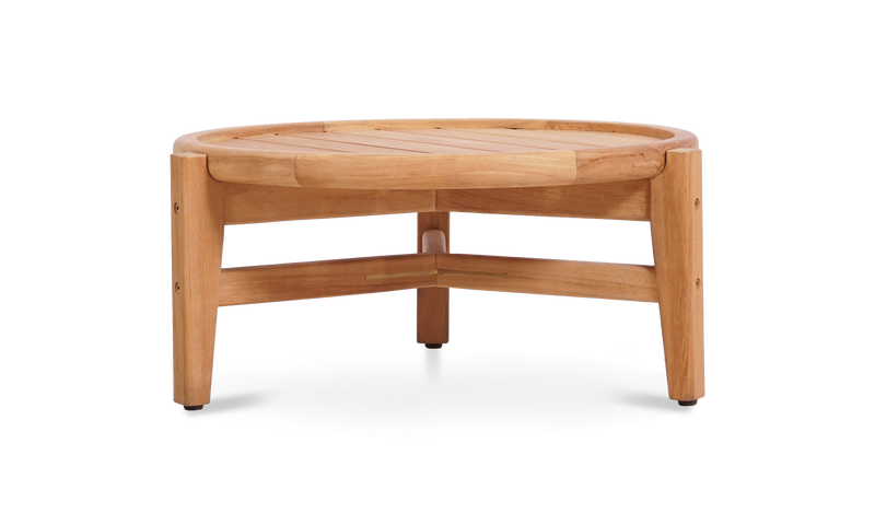 Aspen Sofatisch niedrig und rund 60 cm zertifiziertes Plantagenteakholz Grade A