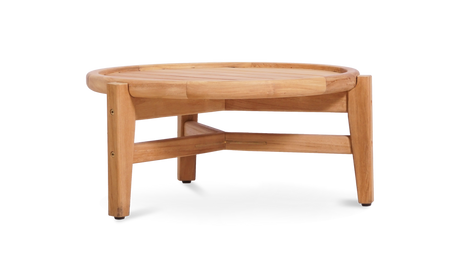 Aspen Sofatisch niedrig und rund 60 cm zertifiziertes Plantagenteakholz Grade A