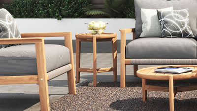 Aspen Beistelltisch rund 40 cm zertifiziertes Plantagenteakholz Grade A
