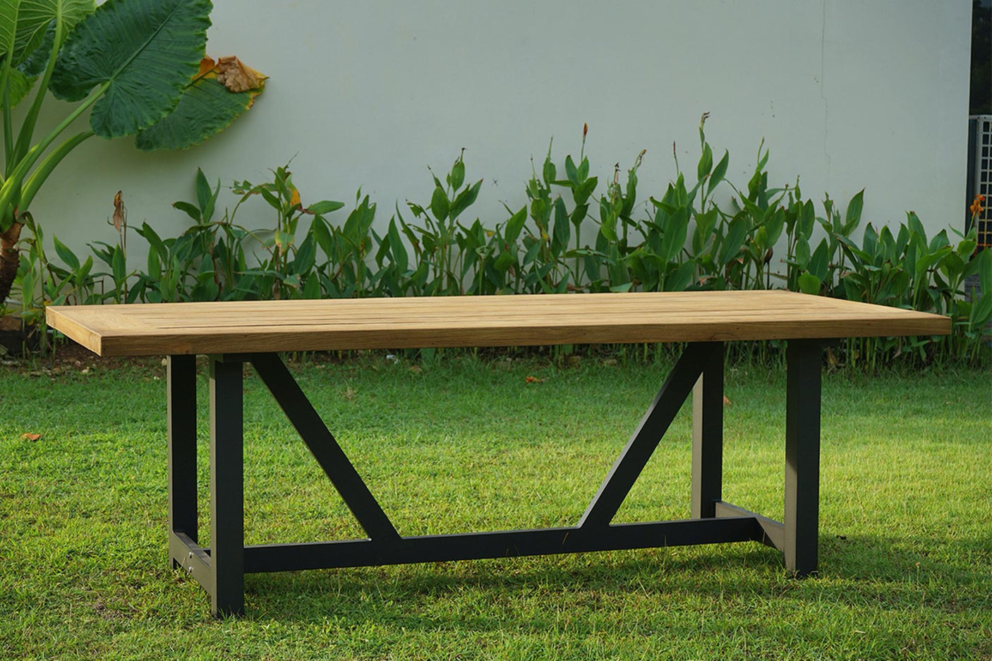 Vineyard dining table 300x100x75 aluminum - Recycle Teak with aluminum frame plate 5cm