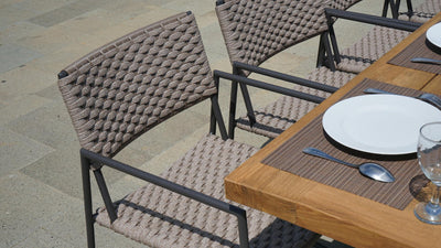 Vineyard dining table 300x100x75 aluminum - Recycle Teak with aluminum frame plate 5cm