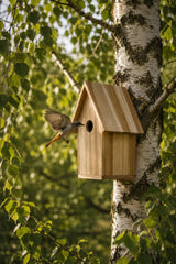 Vogelhaus Teak zum Aufhängen - B: 21cm x H: 30cm x T: 19 cm - zertifiziertes Plantagenteakholz