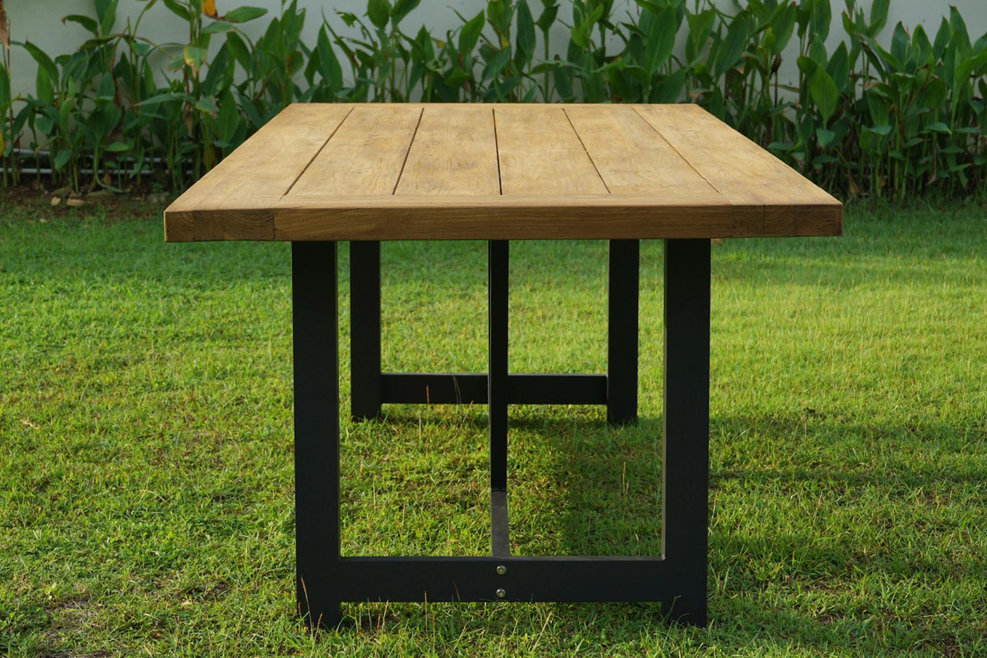 Vineyard dining table 300x100x75 aluminum - Recycle Teak with aluminum frame plate 5cm