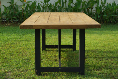 Vineyard dining table 300x100x75 aluminum - Recycle Teak with aluminum frame plate 5cm