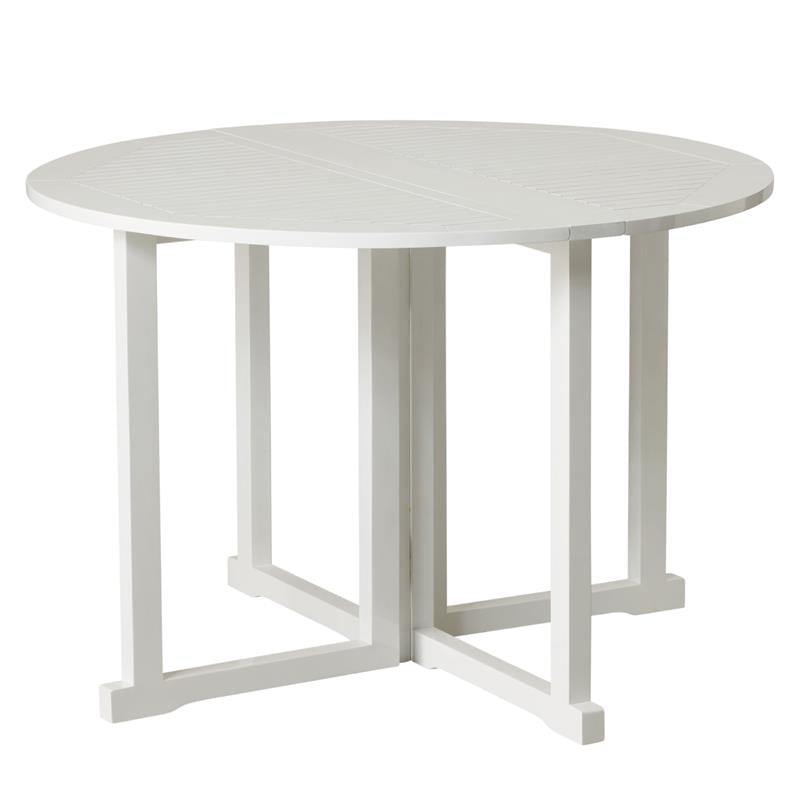 Table de jardin Cinas Butterfly ronde 110 x 74 cm Bois d'acajou certifié laqué blanc brillant