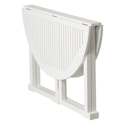Table de jardin Cinas Butterfly ronde 110 x 74 cm Bois d'acajou certifié laqué blanc brillant