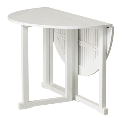 Table de jardin Cinas Butterfly ronde 110 x 74 cm Bois d'acajou certifié laqué blanc brillant
