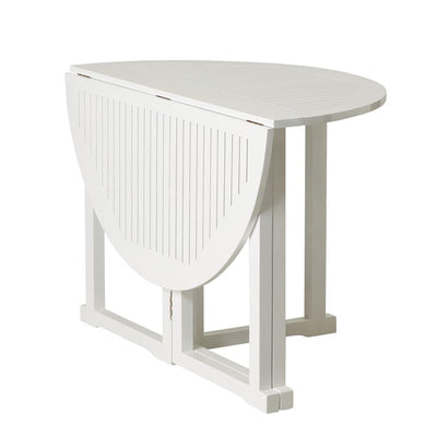 Table de jardin Cinas Butterfly ronde 110 x 74 cm Bois d'acajou certifié laqué blanc brillant