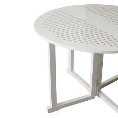 Table de jardin Cinas Butterfly ronde 110 x 74 cm Bois d'acajou certifié laqué blanc brillant