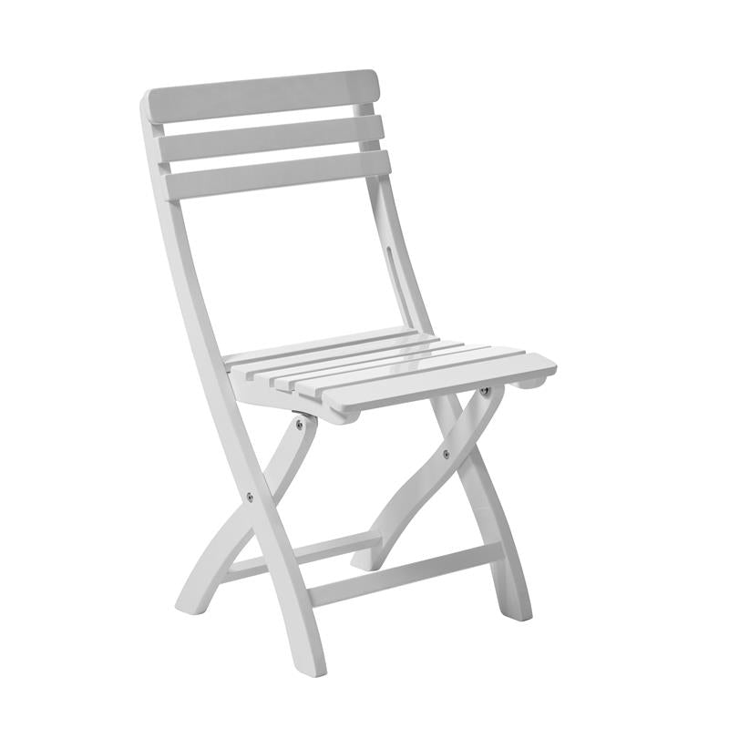Chaise pliante Cinas Clarish 45x45x83cm - Bois d'acajou certifié, laqué blanc brillant