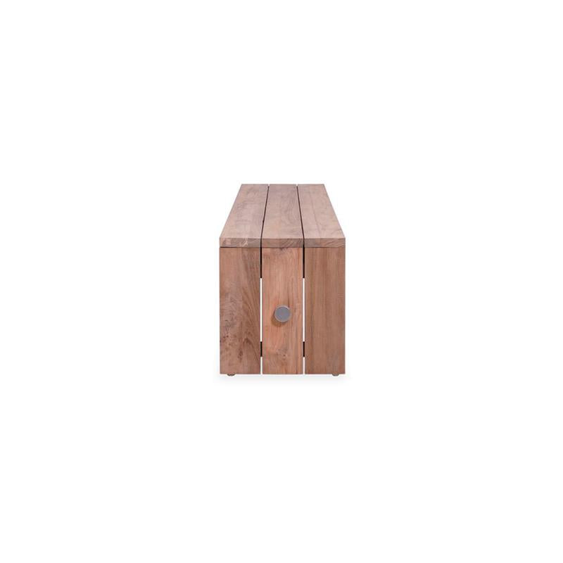 Clio garden bench without backrest 175 cm recycled teak brushed and stainless steel