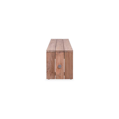 Banc de jardin Clio sans dossier 175 cm teck recyclé brossé et inox