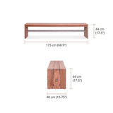 Clio garden bench without backrest 175 cm recycled teak brushed and stainless steel