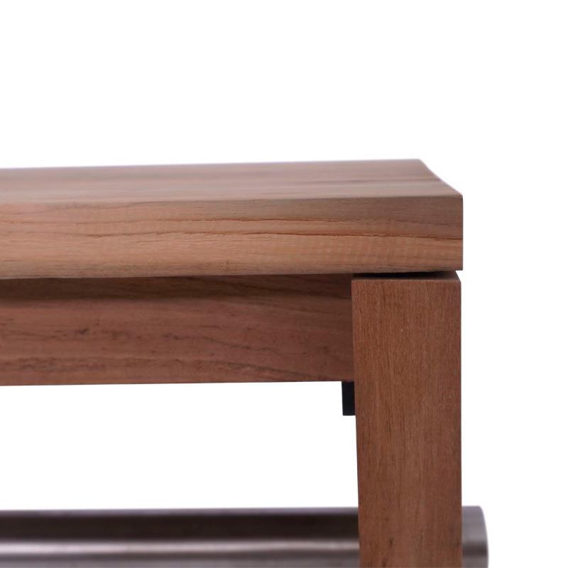 Clio garden bench without backrest 175 cm recycled teak brushed and stainless steel
