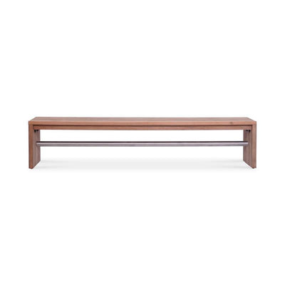 Banc de jardin Clio sans dossier 225 cm teck recyclé brossé et inox