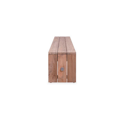 Banc de jardin Clio sans dossier 225 cm teck recyclé brossé et inox