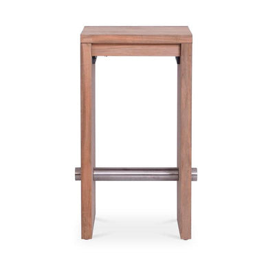 Tabouret de bar Clio en teck recyclé brossé et acier inoxydable