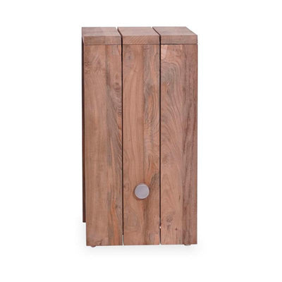 Tabouret de bar Clio en teck recyclé brossé et acier inoxydable