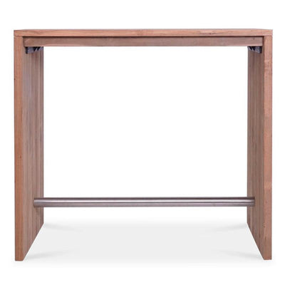 Clio bar table recycled teak brushed and stainless steel