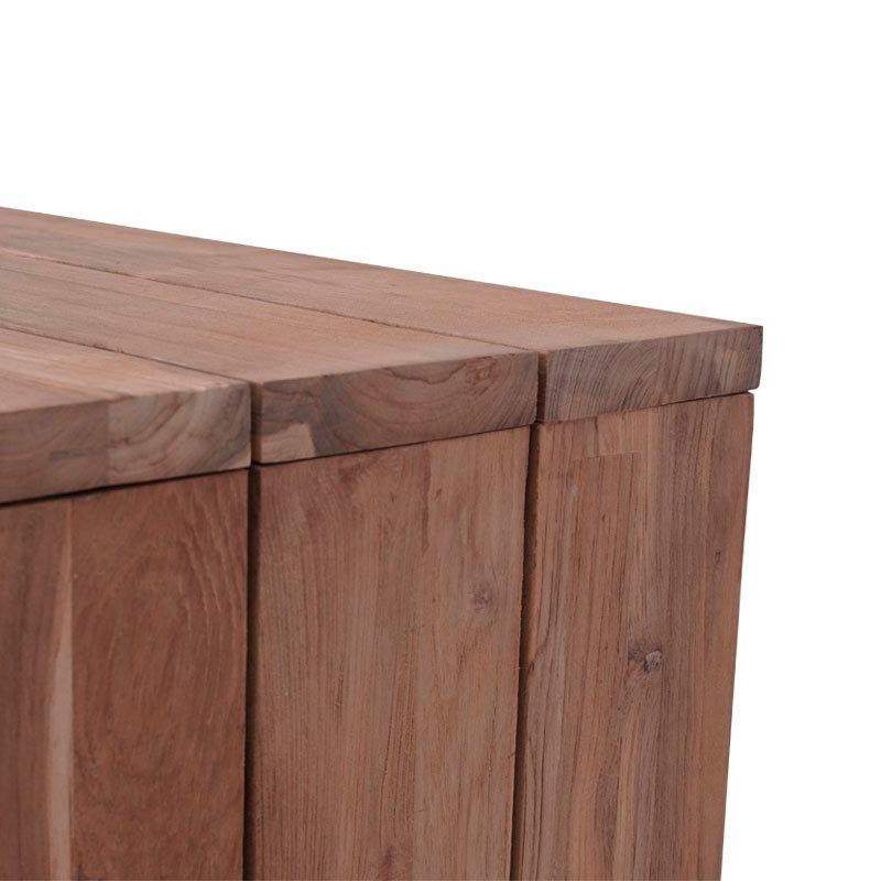 Clio bar table recycled teak brushed and stainless steel
