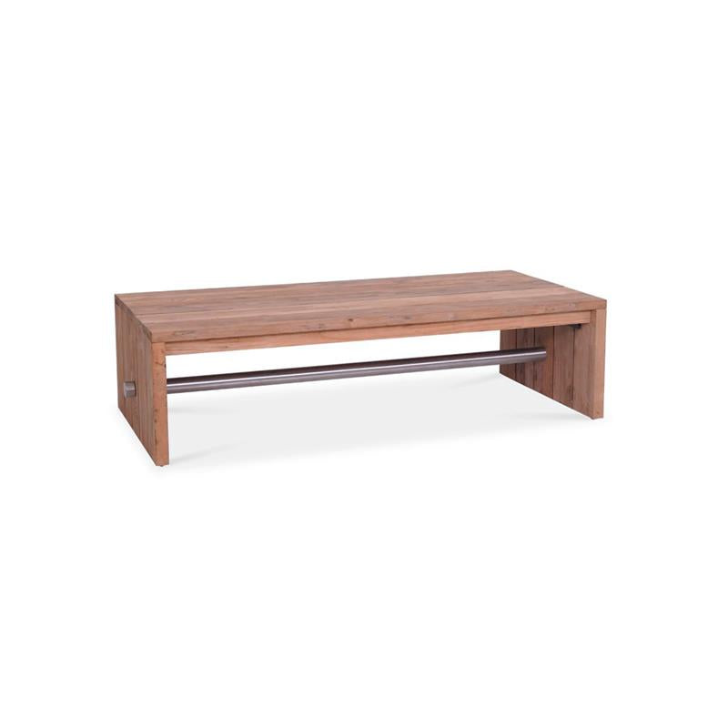 Table basse Clio 120 x 70 x 40 cm teck recyclé brossé et inox