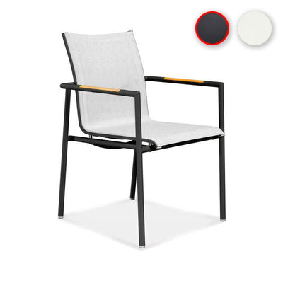 Chaise empilable Dexa en aluminium thermolaqué + revêtement Batyline