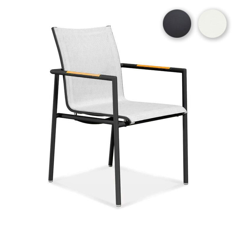 Chaise empilable Dexa en aluminium thermolaqué + revêtement Batyline