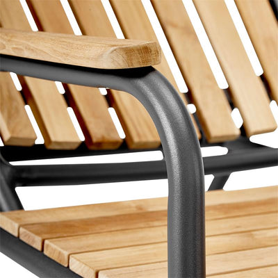 Chaise longue Ellen en teck/teck anthracite de qualité A avec revêtement en poudre d'aluminium